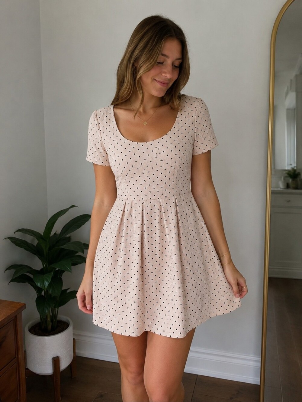 Pins and Needles Polka Dot Lace Fit & Flare Dress Coquette Cottagecore M